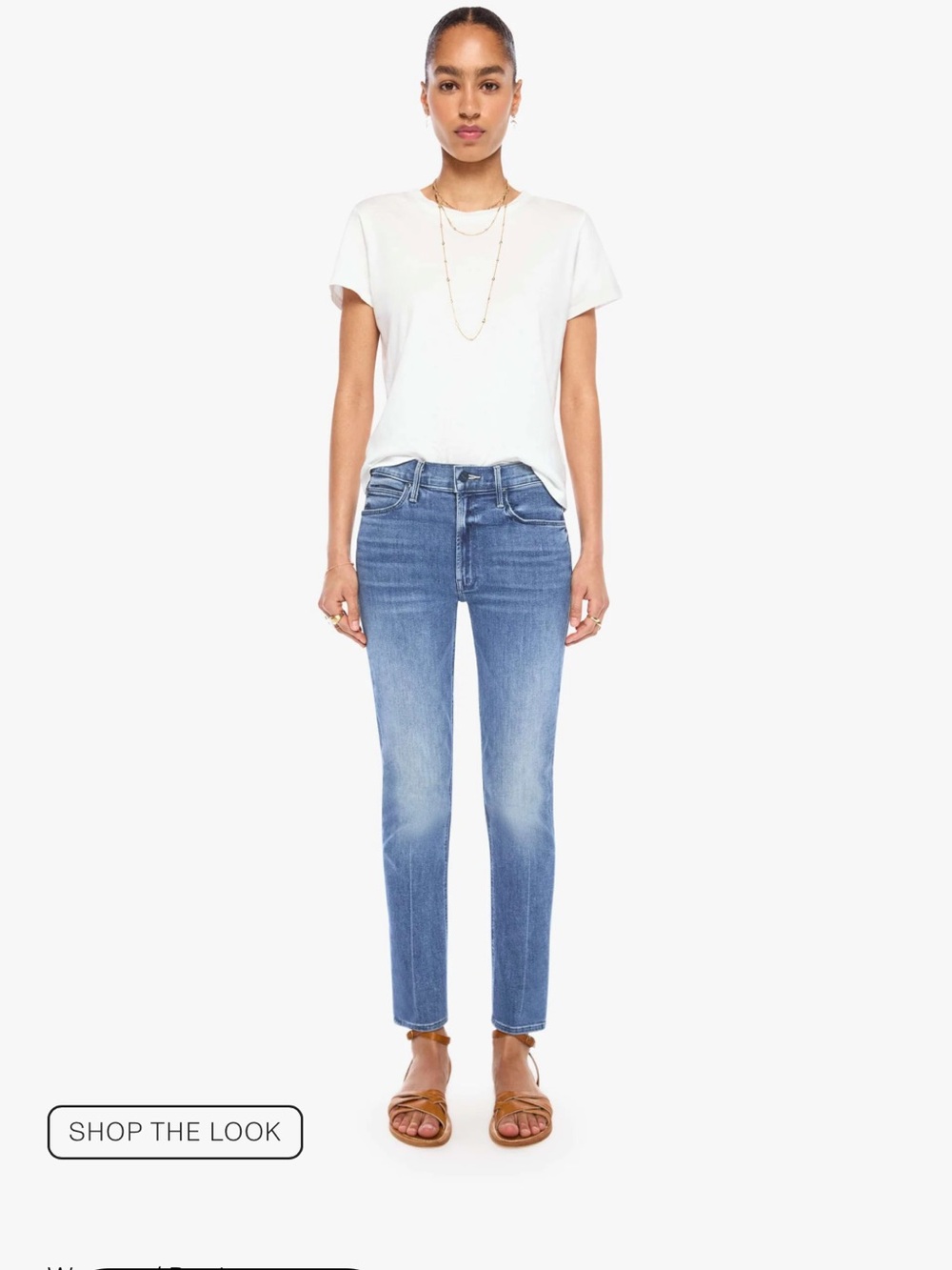 MOTHER Mid rise dazzler ankle fray denim
